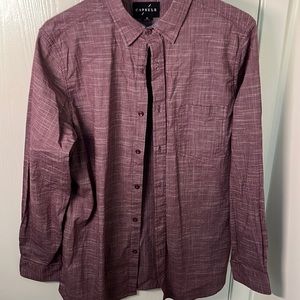 Capsule Maroon and White Patterned Medium Long Sleeve Dres Shirt